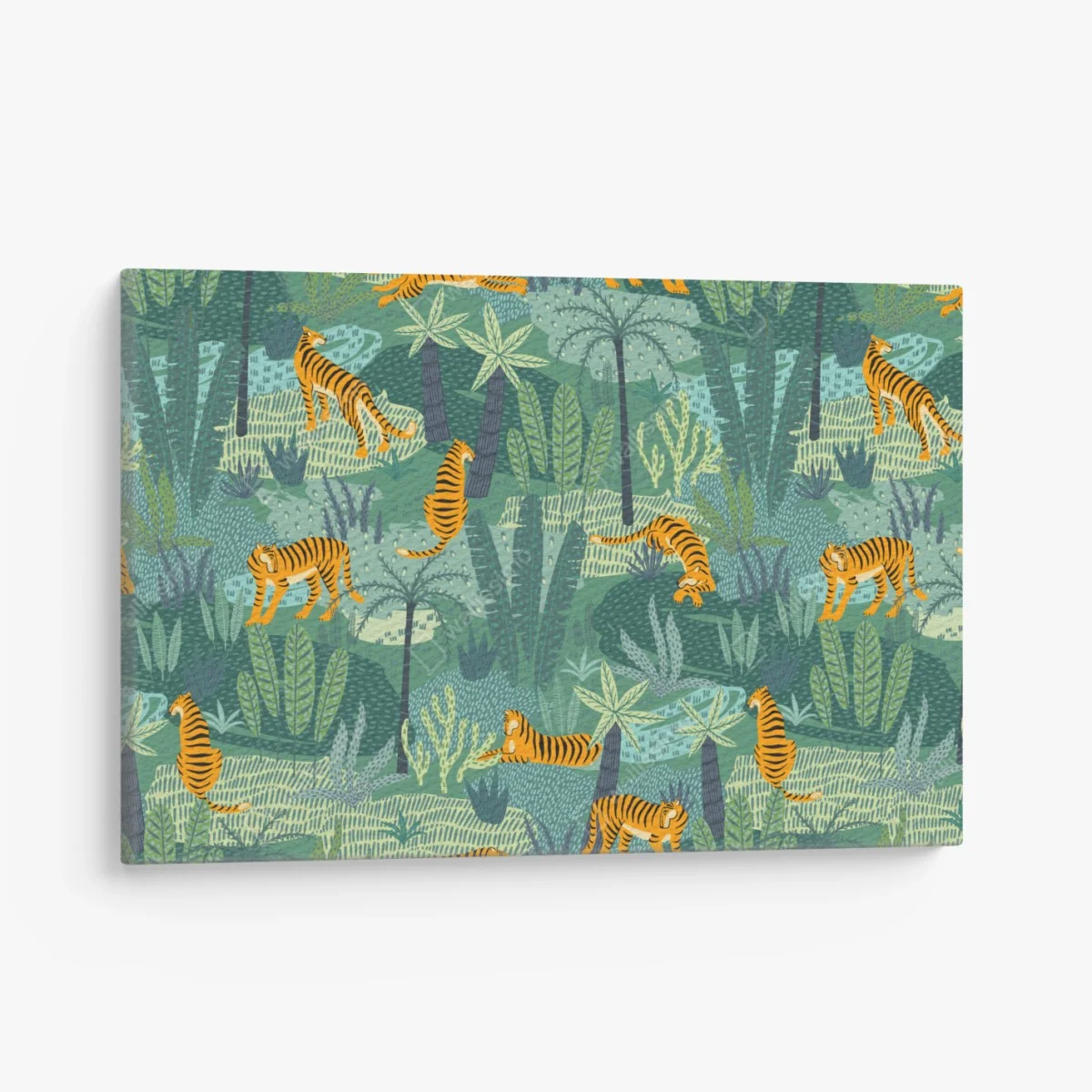 Canvas print playful jungle tigers pattern ⁕ Wallissimo® Canvas print playful jungle tigers pattern ⁕ Wallissimo®