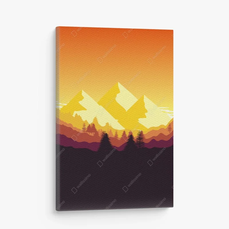Canvas print golden sunset mountain landscape