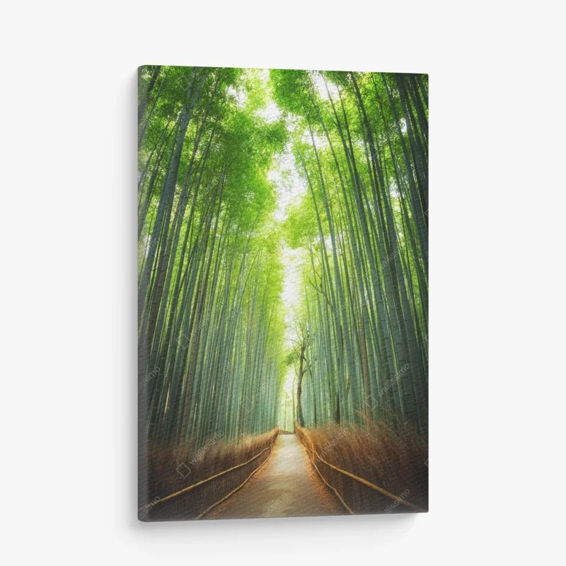 Canvas print pathway through Arashiyama bamboo grove