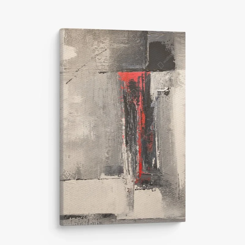 Canvas print textured abstract composition with red accent