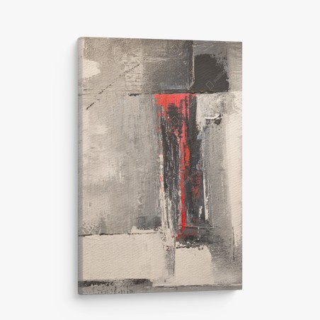Canvas print textured abstract composition with red accent • Wallissimo®