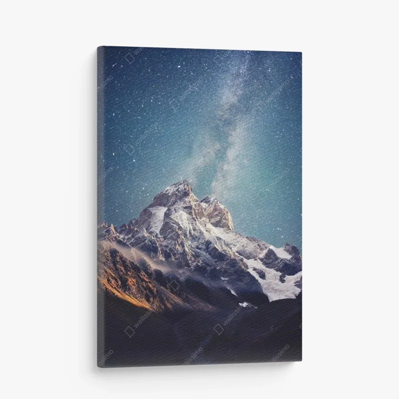 Canvas print starry night over Ushba mountain