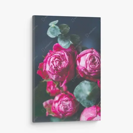Canvas print pink rose bouquet macro print • Wallissimo®