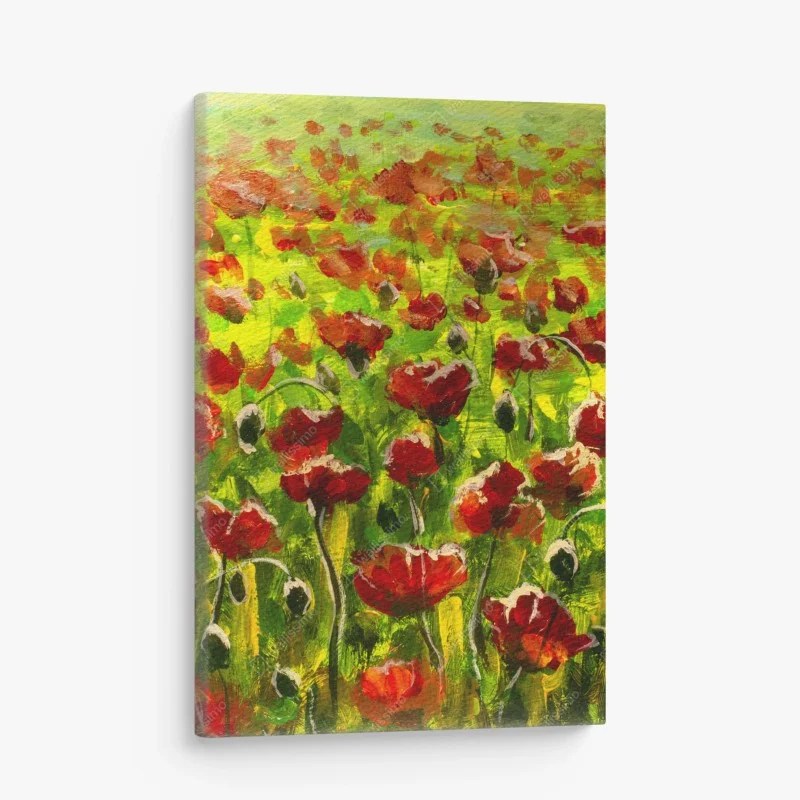Canvas print vibrant field of red poppies