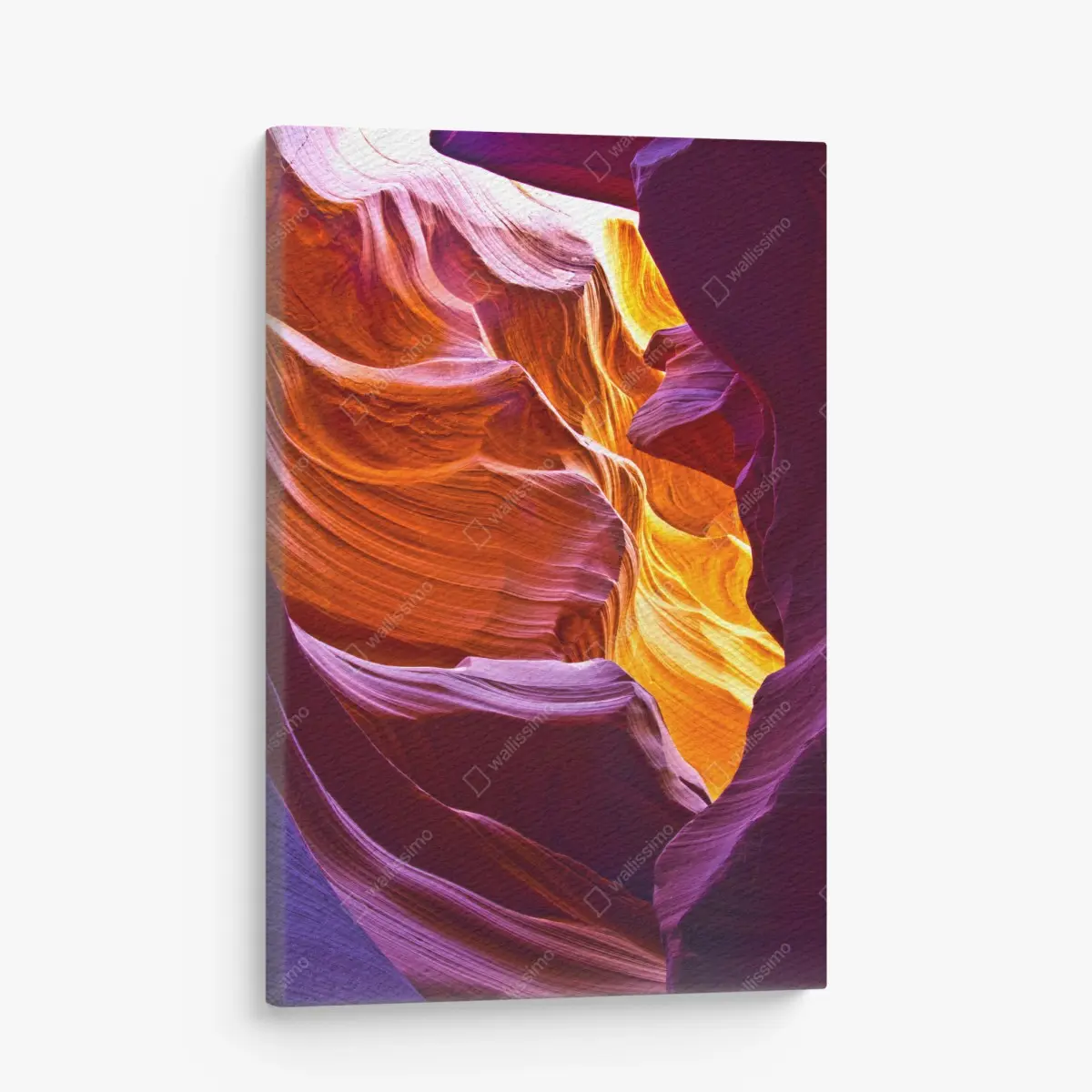Canvas print sunlit sandstone canyon waves • Wallissimo®