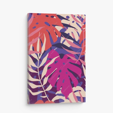 Canvas print pastel tropical leaf design • Wallissimo®