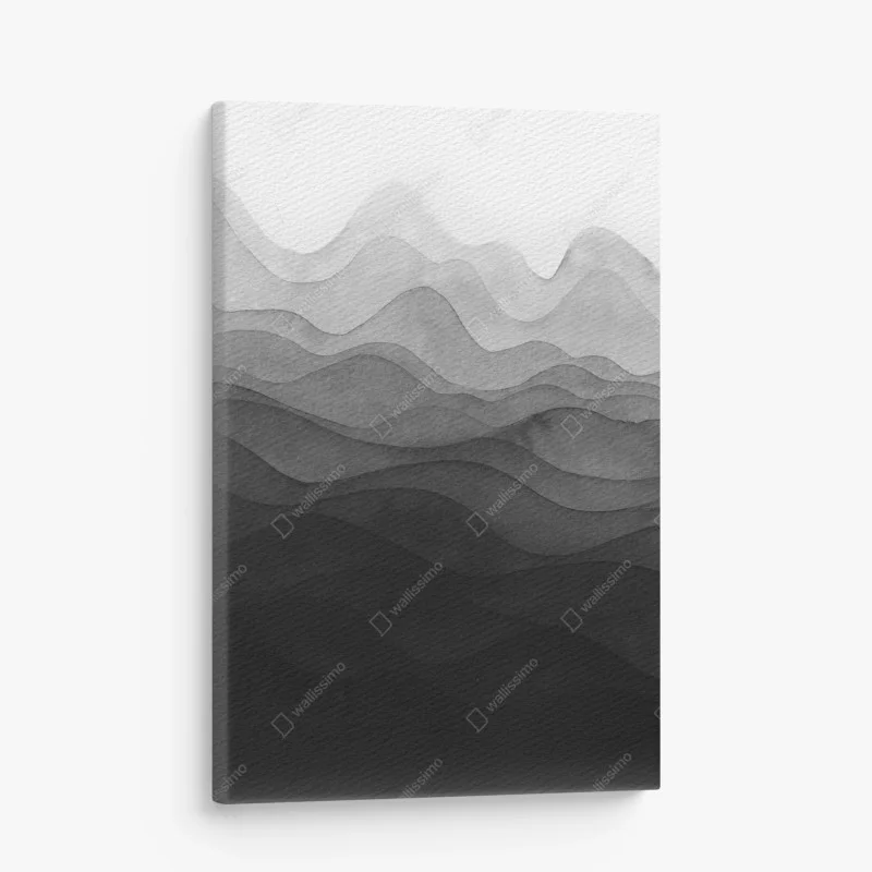 Canvas print monochrome layered mountain waves
