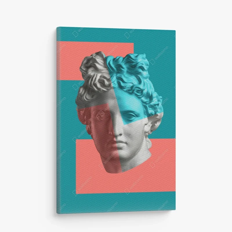 Canvas print duotone classical bust collage