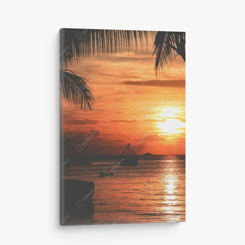 Canvas print blue leaf pattern • Wallissimo®