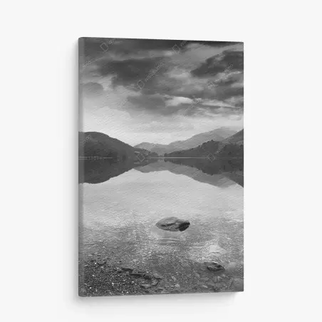 Canvas print serene mountain lake reflection • Wallissimo®