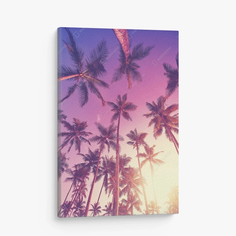Canvas print tropical palms at sunset