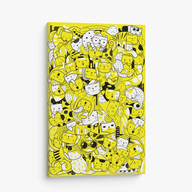 Canvas print playful yellow cat collage