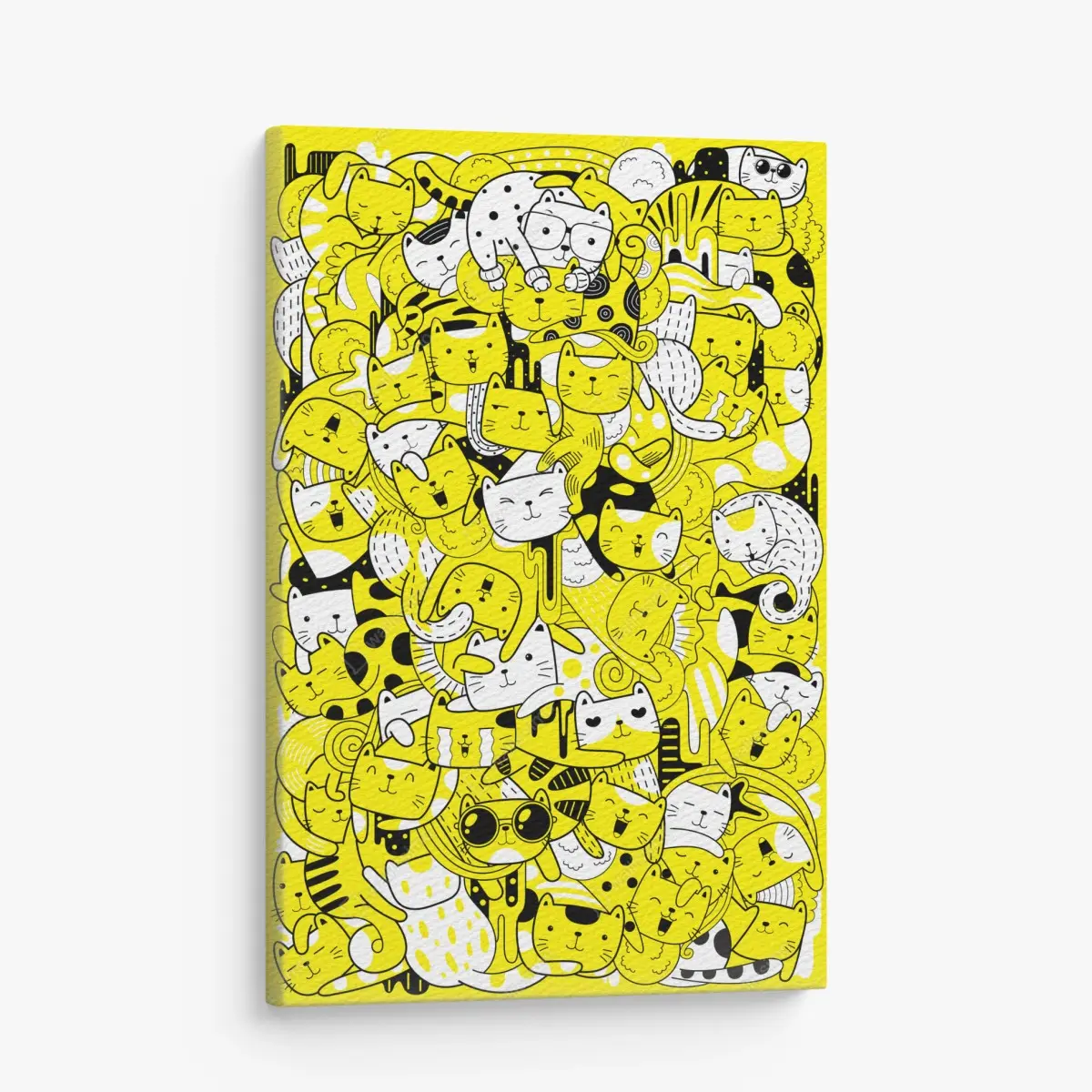 Canvas print playful yellow cat collage • Wallissimo®