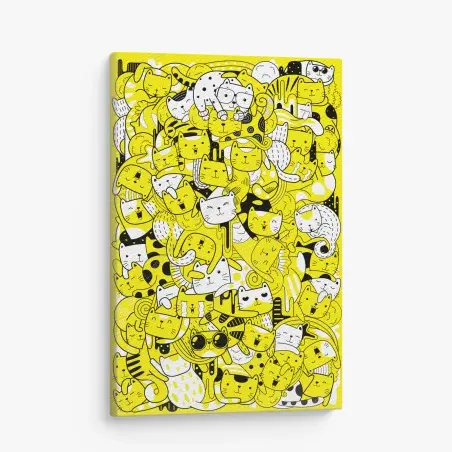 Canvas print playful yellow cat collage • Wallissimo®