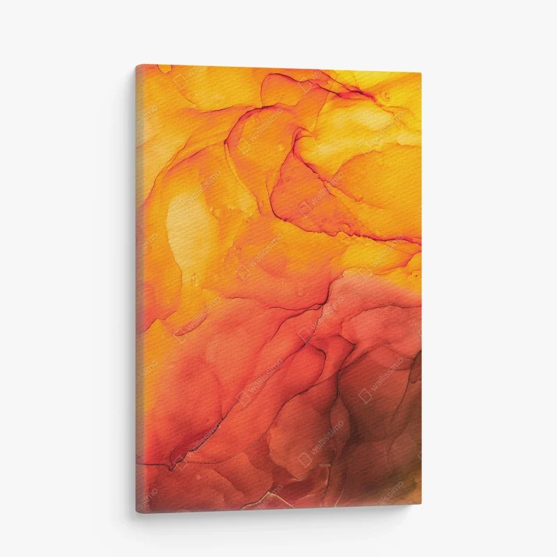 Canvas print vibrant orange alcohol ink abstract
