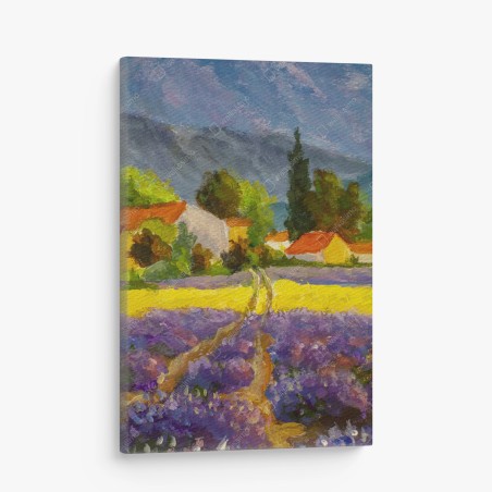 Canvas print lavender fields at sunset • Wallissimo®