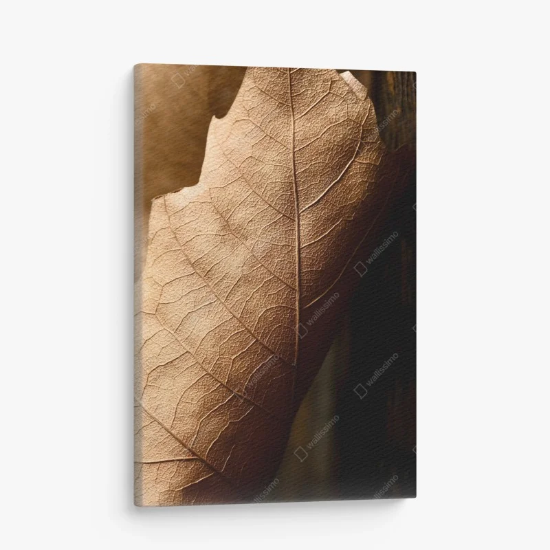Canvas print textured dried leaf close-up