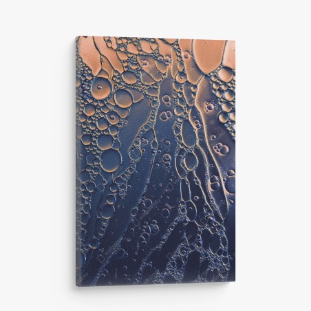 Canvas print blue and gold abstract bubbles • Wallissimo®