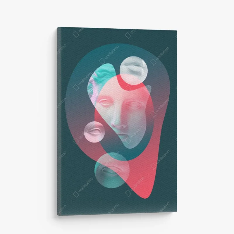 Canvas print surreal classical face in duotone