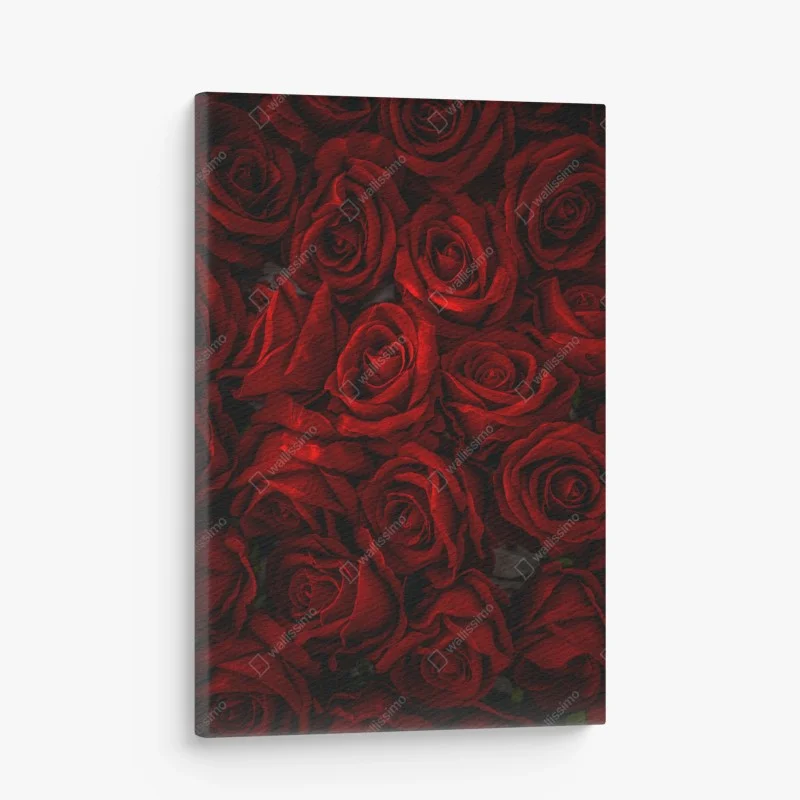 Canvas print lush red roses close-up