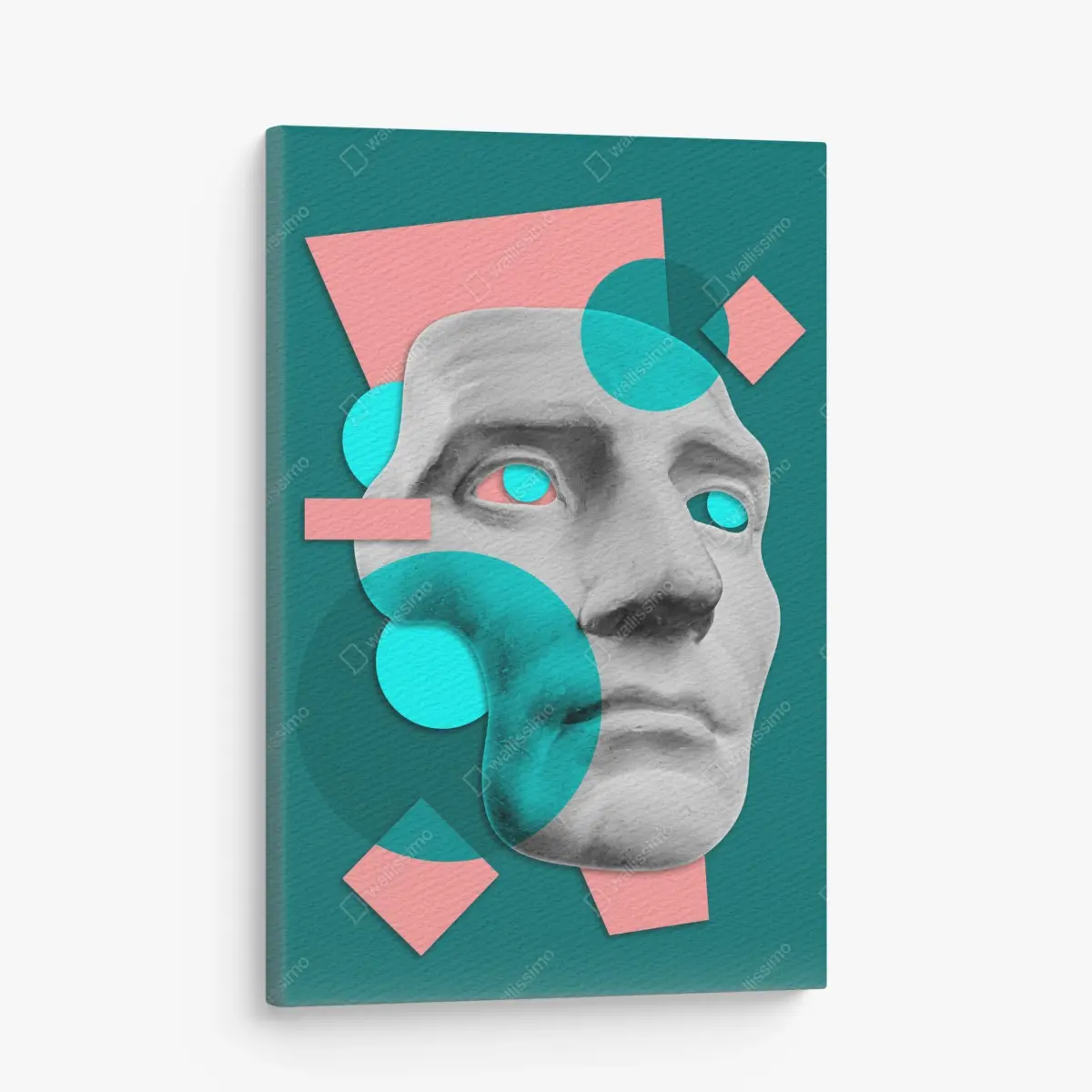 Canvas print abstract classical mask in teal and pink ⁕ Wallissimo® Canvas print abstract classical mask in teal and pink ⁕ Wallissimo®