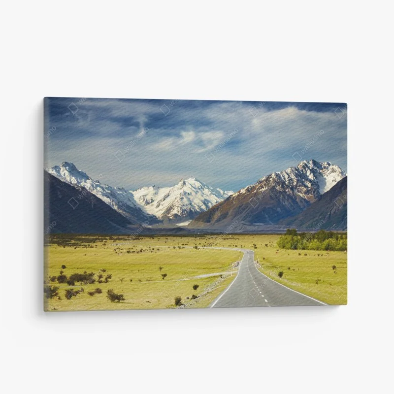 Canvas print road to the Southern Alps, New Zealand