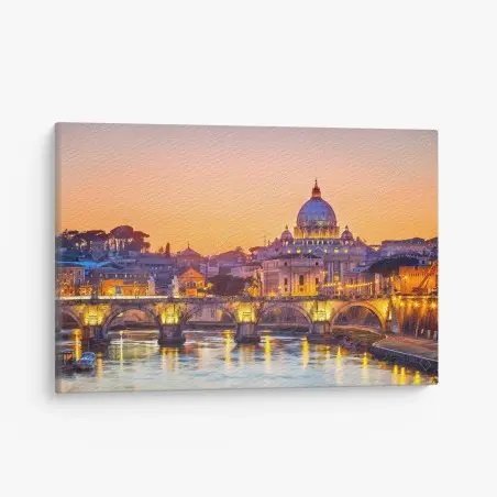 Canvas print sunset over St. Peter's and the Tiber • Wallissimo®