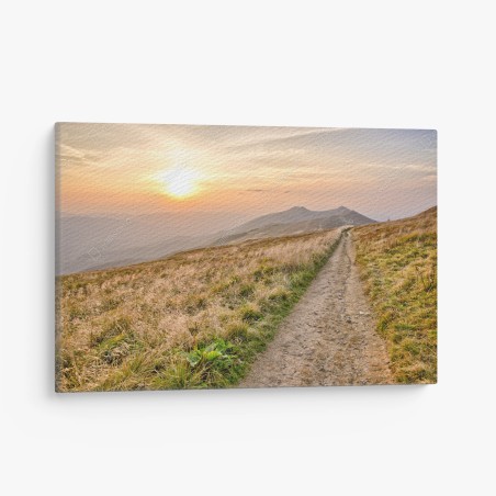 Canvas print Bieszczady mountain sunset trail • Wallissimo®