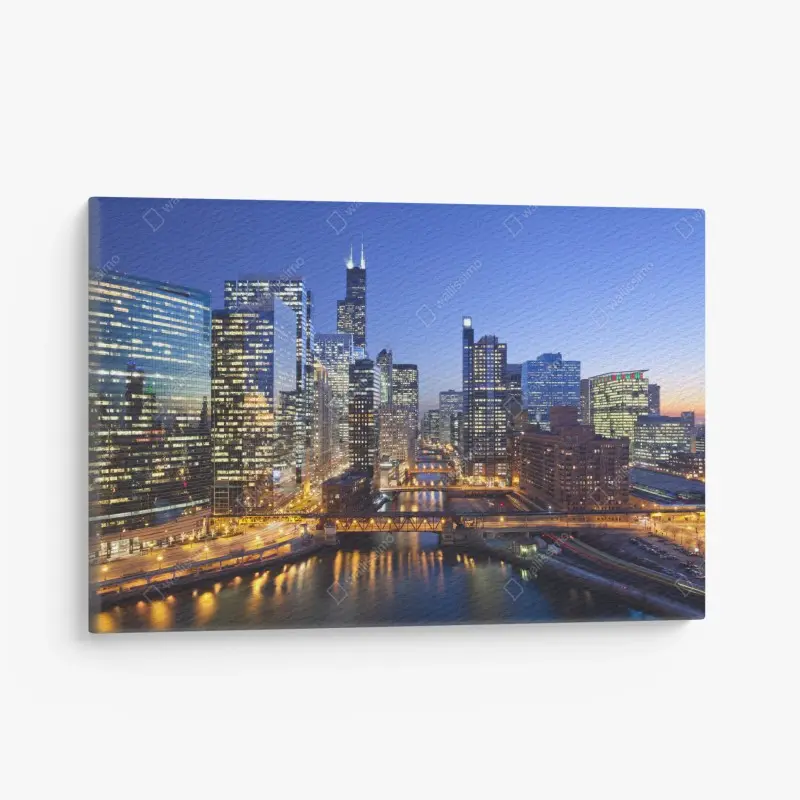 Canvas print Chicago skyline at dusk