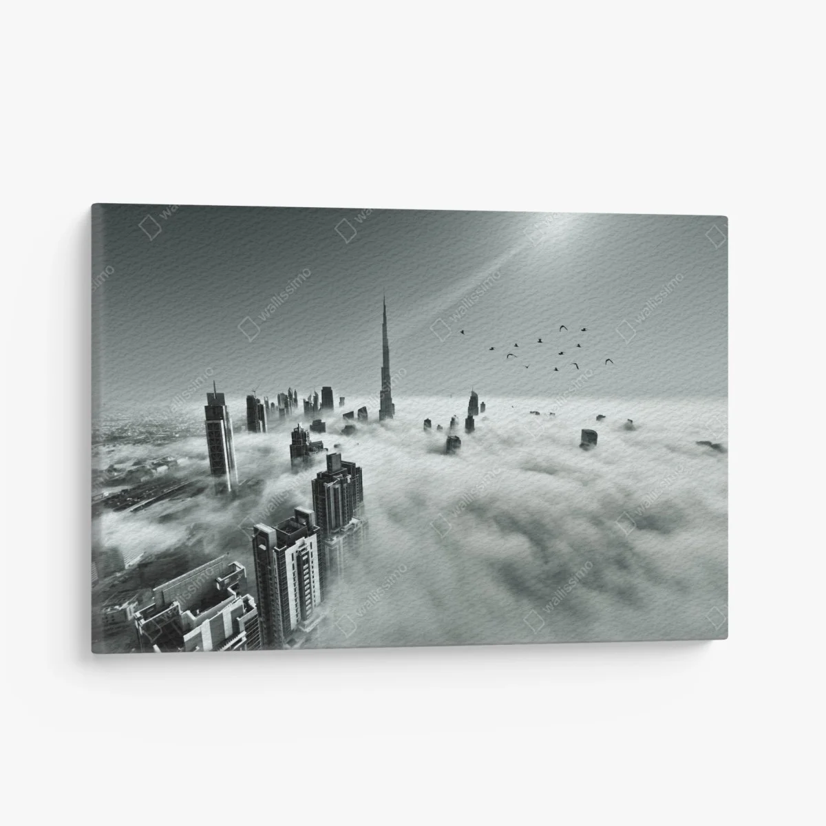 Canvas print misty Dubai skyline above the clouds ⁕ Wallissimo® Canvas print misty Dubai skyline above the clouds ⁕ Wallissimo®