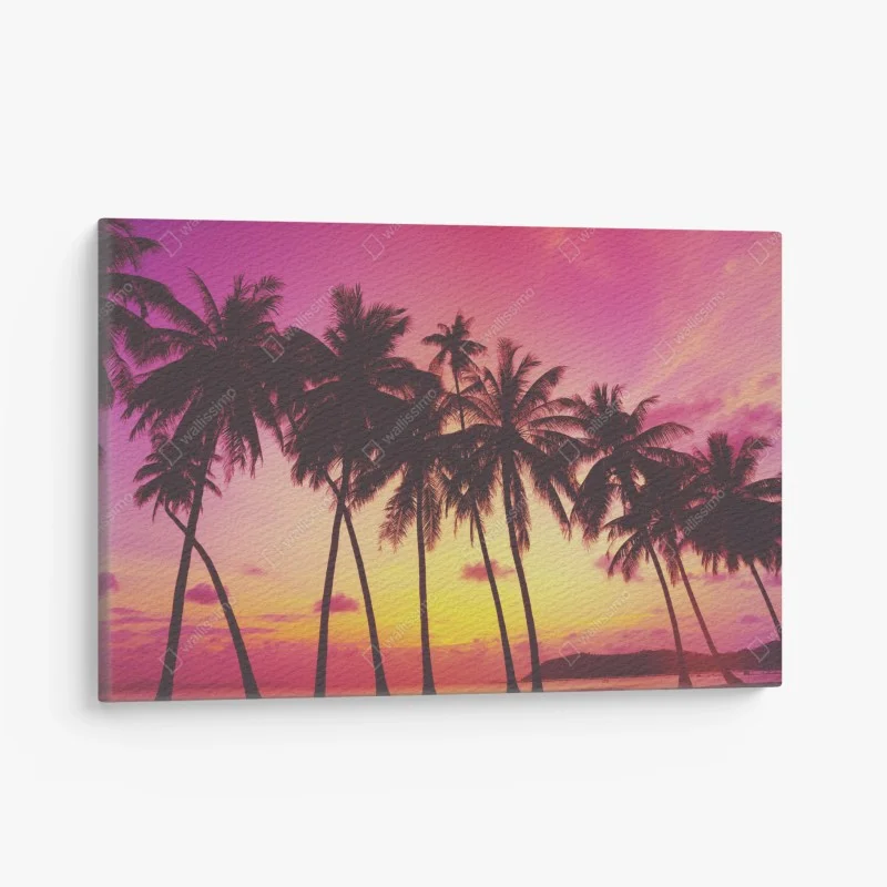 Canvas print tropical sunset palm silhouettes, Thailand