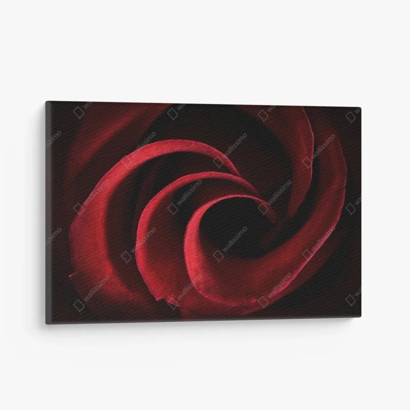Canvas print deep red rose petal spiral