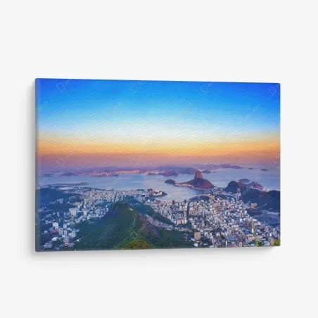 Canvas print rio de Janeiro skyline at sunset • Wallissimo®