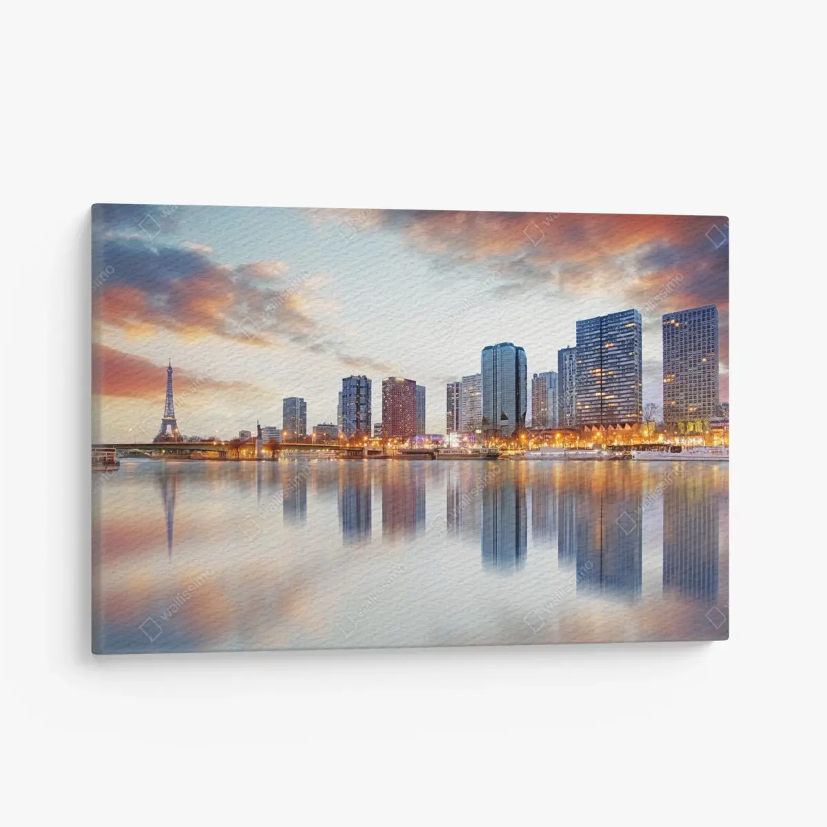 Canvas print Paris skyline at sunset with Eiffel Tower • Wallissimo®