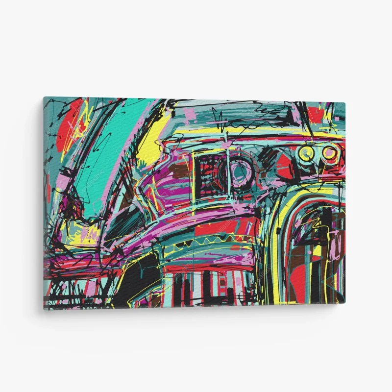 Canvas print vibrant turquoise abstract car composition