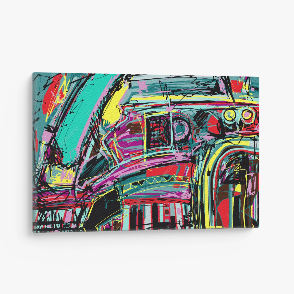 Canvas print vibrant turquoise abstract car composition • Wallissimo®
