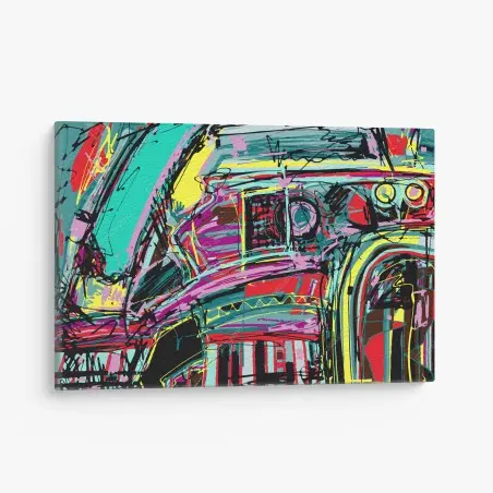 Canvas print vibrant turquoise abstract car composition • Wallissimo®