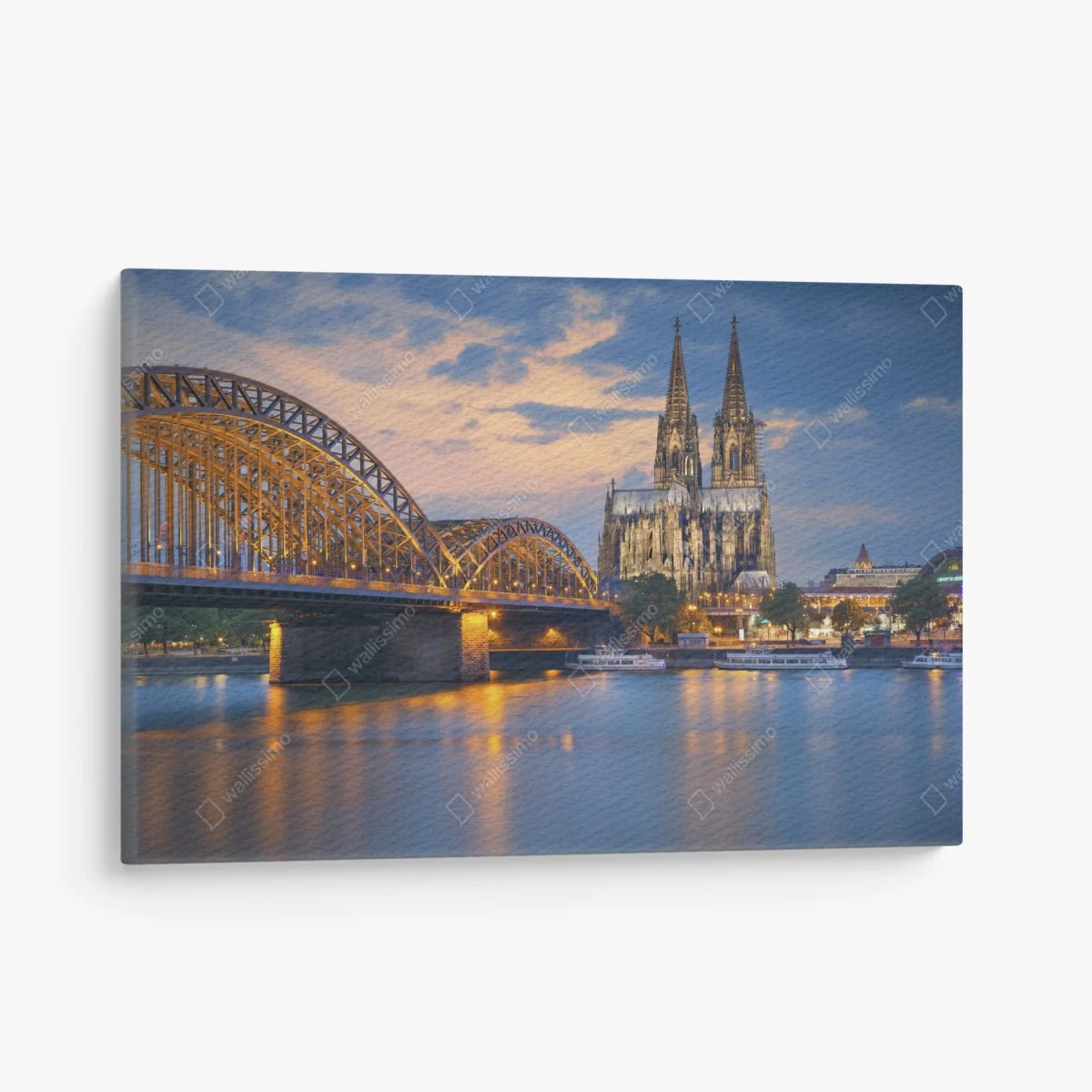 Canvas print Cologne cathedral and bridge at dusk ⁕ Wallissimo® Canvas print Cologne cathedral and bridge at dusk ⁕ Wallissimo®