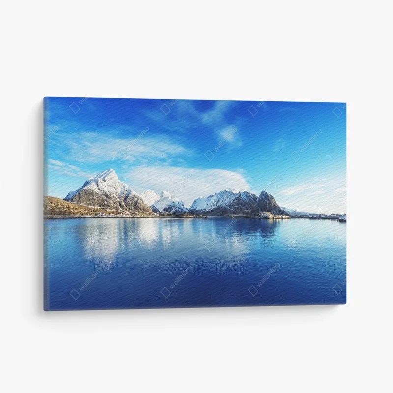 Canvas print tranquil winter fjord in Reine, Lofoten