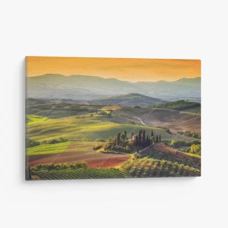 Canvas print Tuscany rolling hills at sunset • Wallissimo®