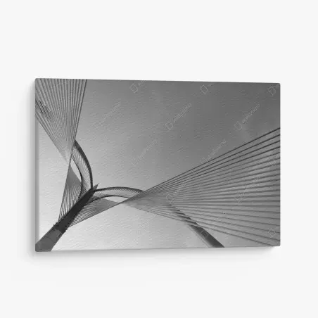 Canvas print monochrome cable bridge lines • Wallissimo®