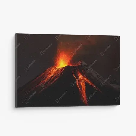 Canvas print molten volcano eruption at night • Wallissimo®