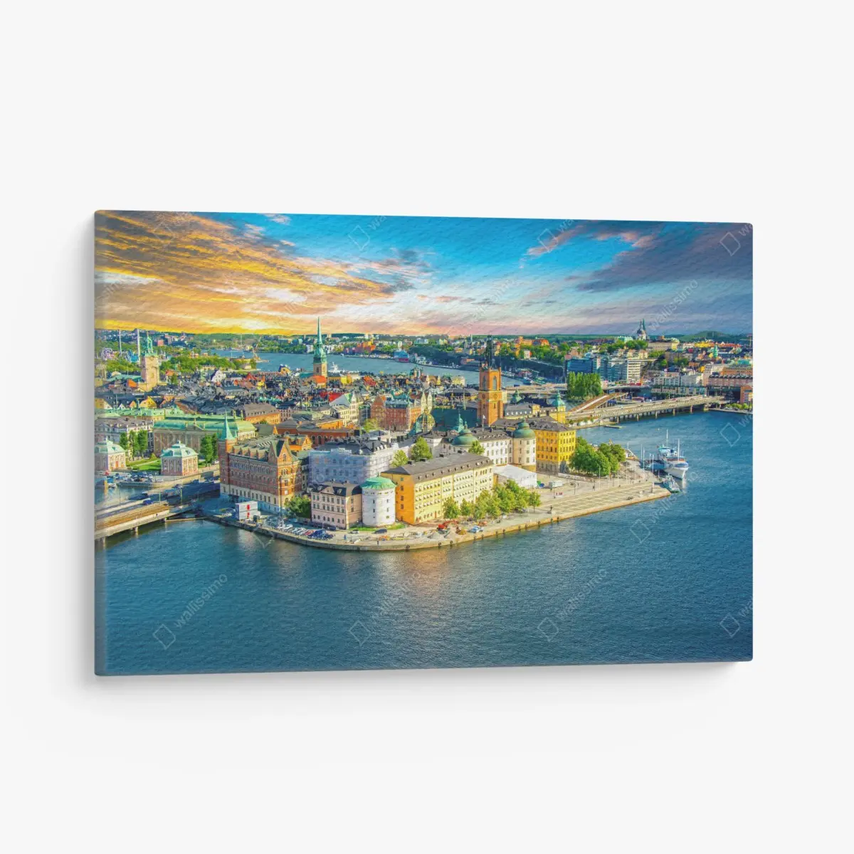 Canvas print vibrant Stockholm cityscape at sunset ⁕ Wallissimo® Canvas print vibrant Stockholm cityscape at sunset ⁕ Wallissimo®