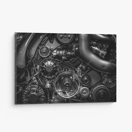 Canvas print precision engine mechanics close-up • Wallissimo®