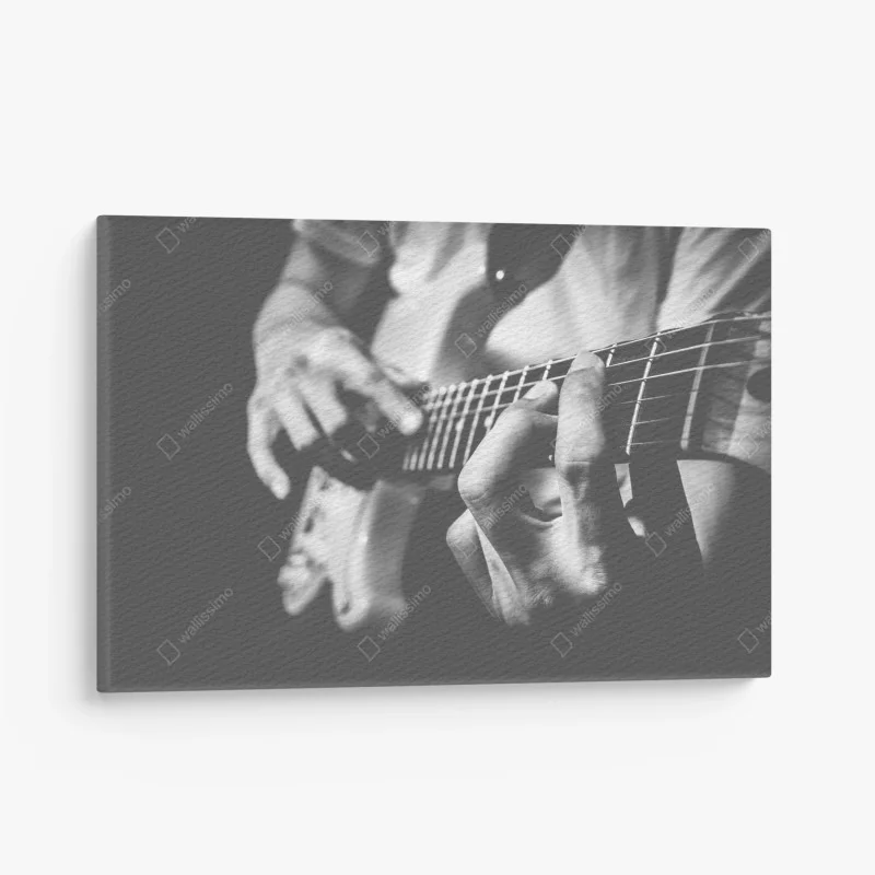 Canvas print monochrome guitar close-up
