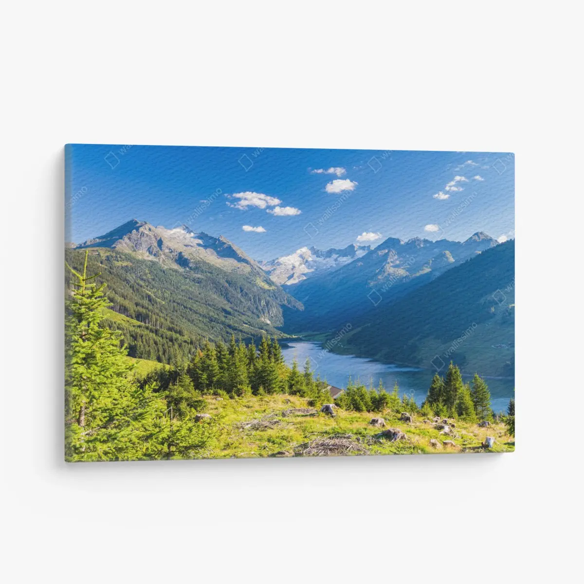 Canvas print serene alpine lake valley • Wallissimo®