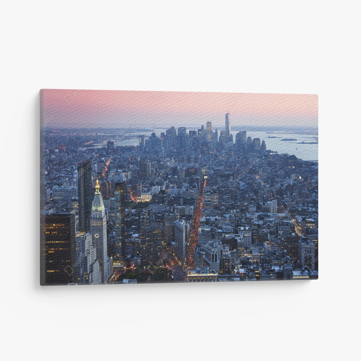 Canvas print sunset over Manhattan skyline • Wallissimo®
