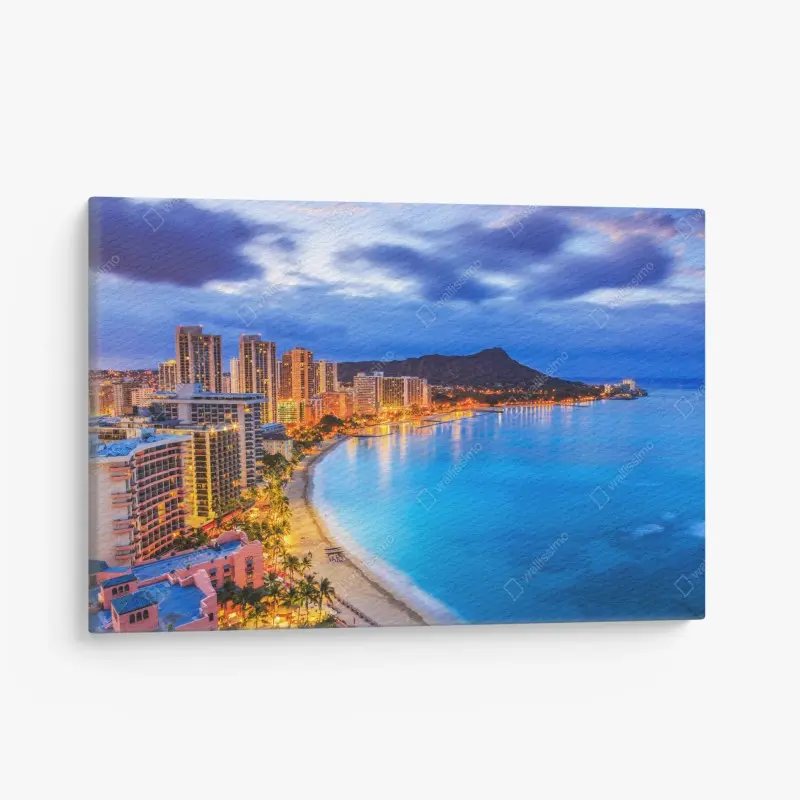 Canvas print Honolulu skyline at dusk