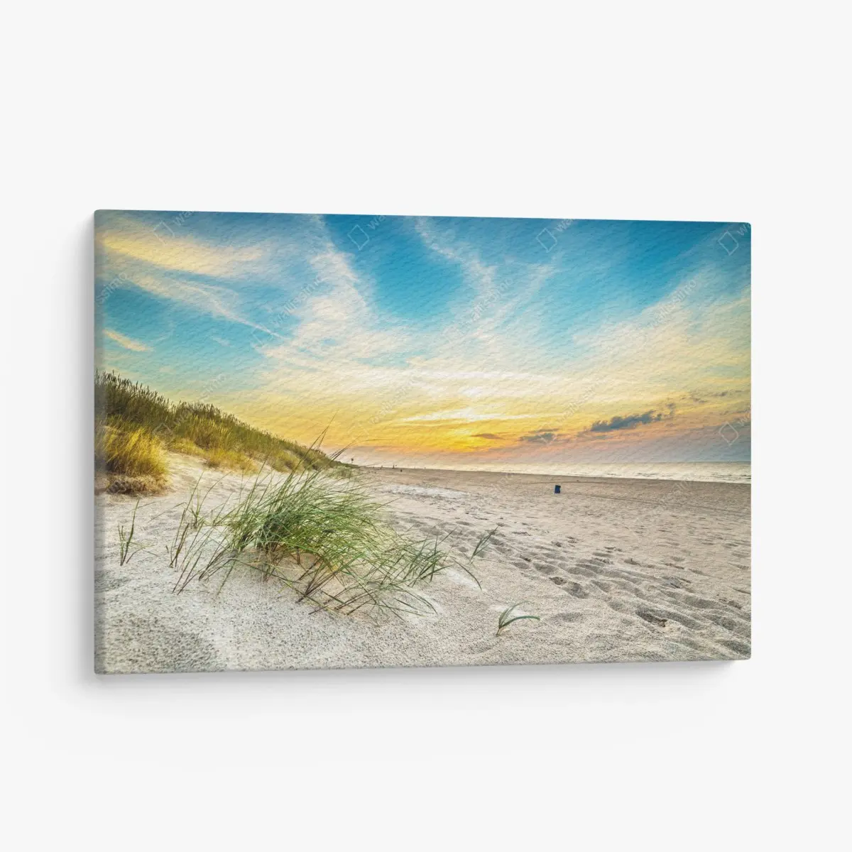 Canvas print sunset over serene sand dunes • Wallissimo®