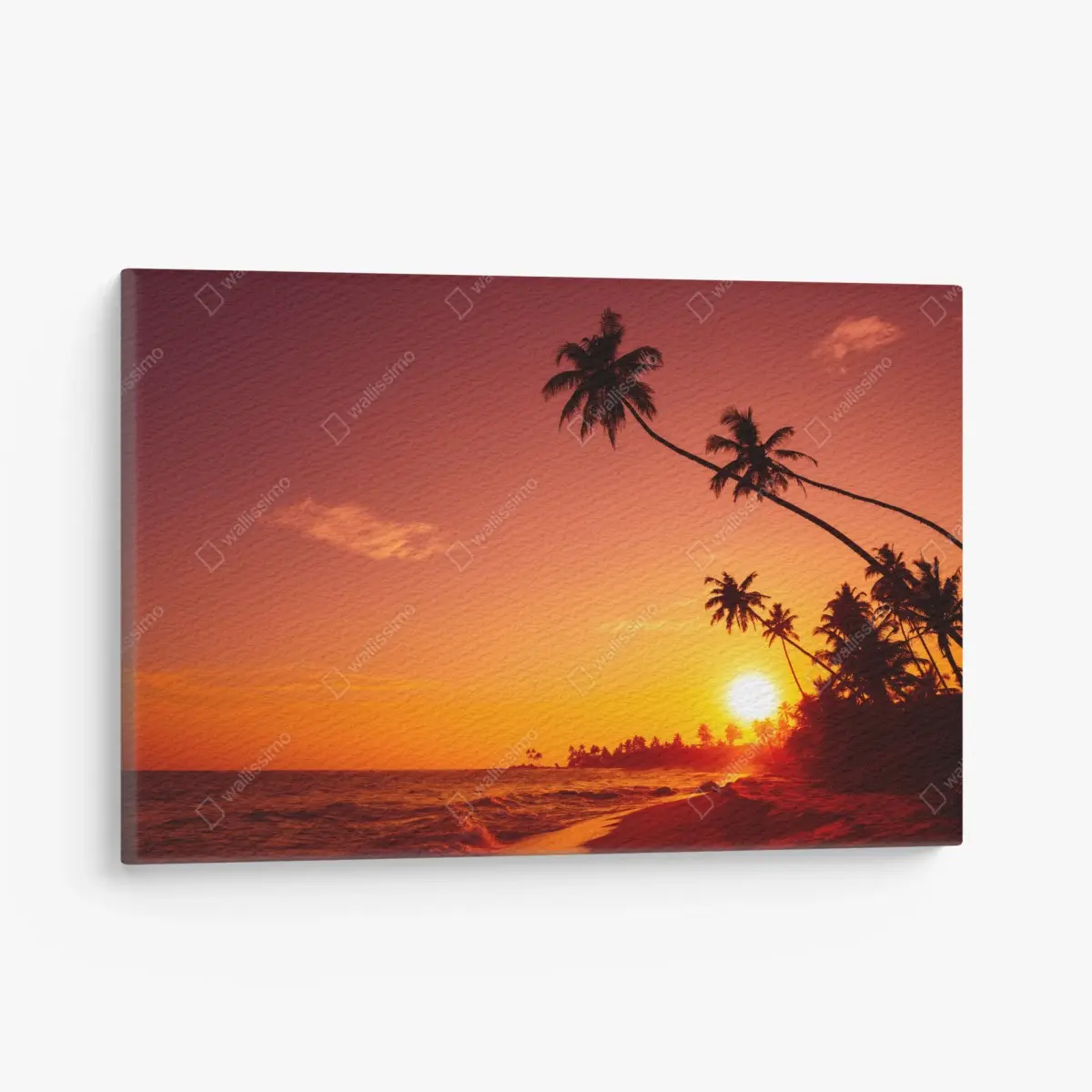 Canvas print tropical sunset beach silhouette • Wallissimo®